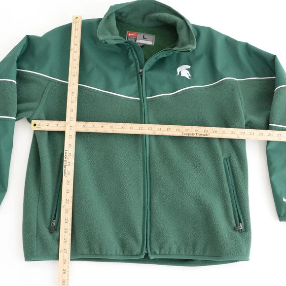 Vintage 90S Russell Athletic Green & White 100% Nylon Lined Zip Up Sports Jacket - Picture 4 of 12